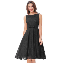 Belle Poque sans manches V-Back Lace A-Line Party Picnic Dress Retro Vintage Black Lace Women Summer Dress BP000272-1